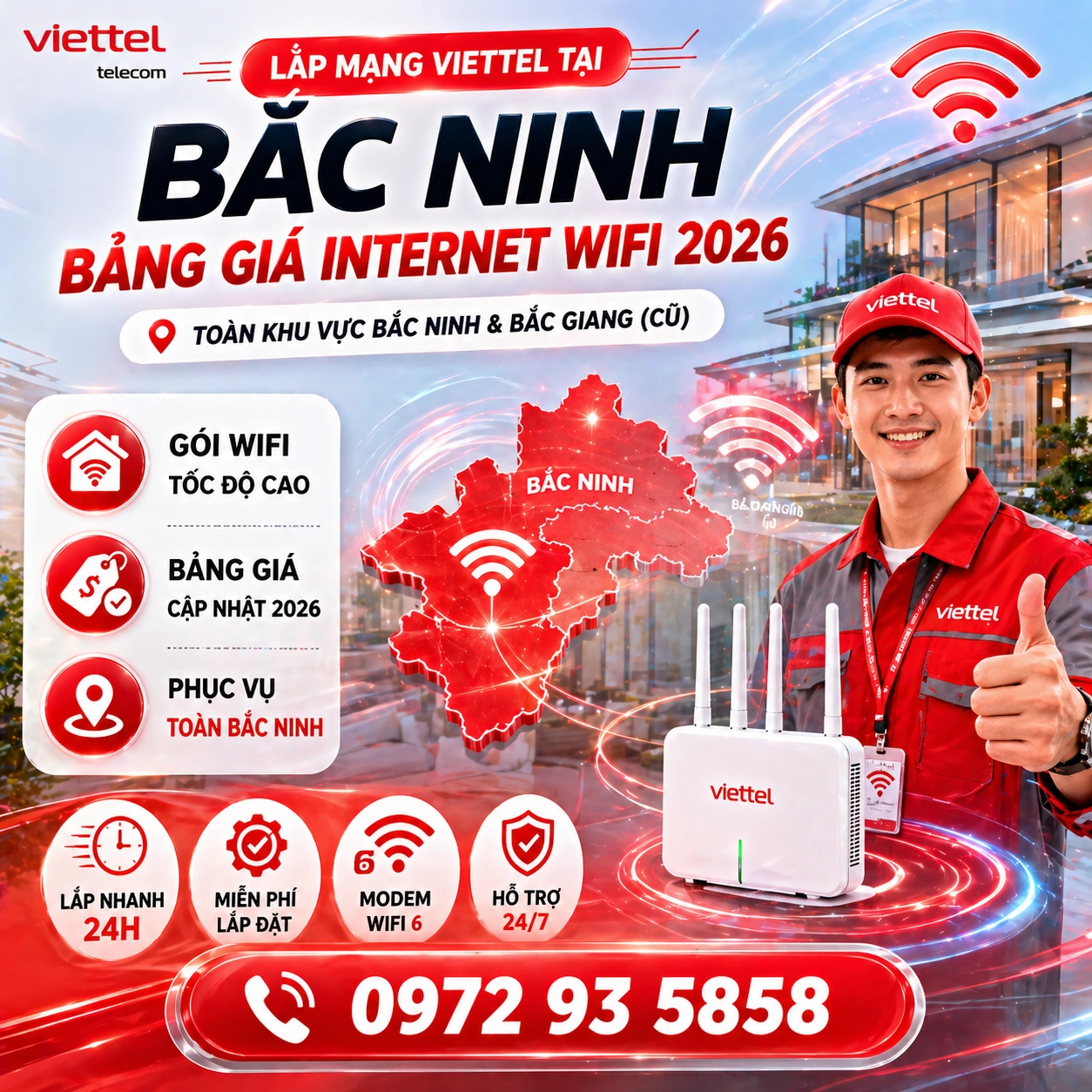 Lắp mạng Viettel tại Bắc Ninh - Bảng giá Internet cáp quang 2026 cho khu vực Bắc Ninh và Bắc Giang