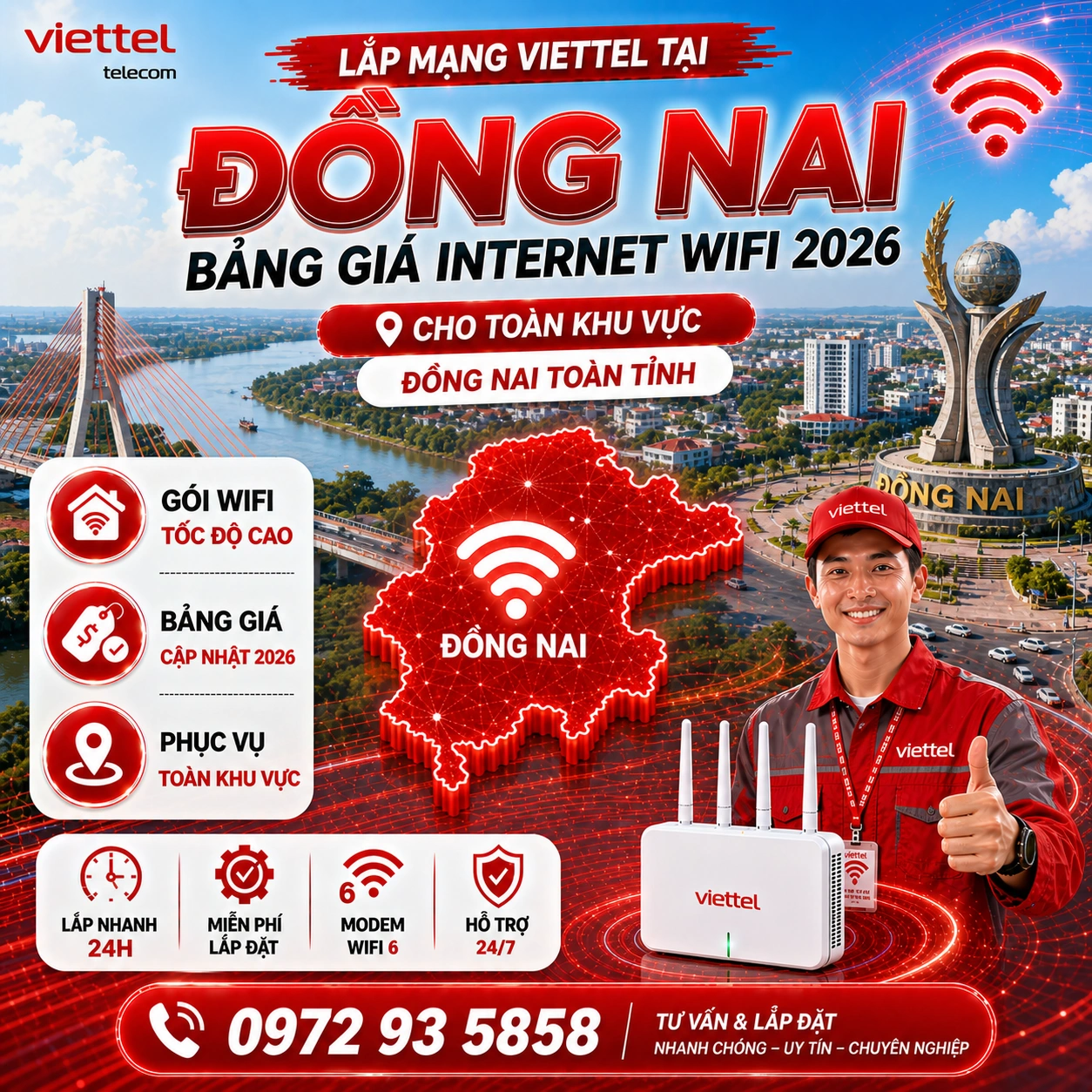 Lắp mạng Viettel tại Đồng Nai - Bảng giá Internet cáp quang 2026 cho khu vực Đồng Nai và Bình Phước sau sáp nhập