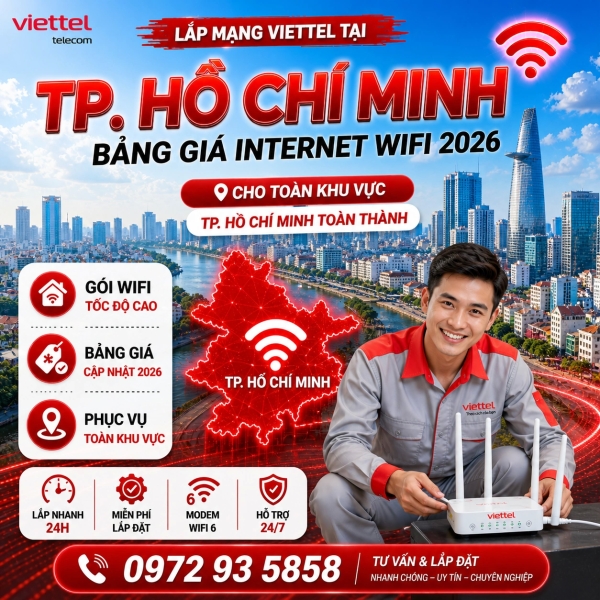 Lắp Mạng Viettel Hồ Chí Minh - Bảng Giá Gói Cước Internet WiFi 2026