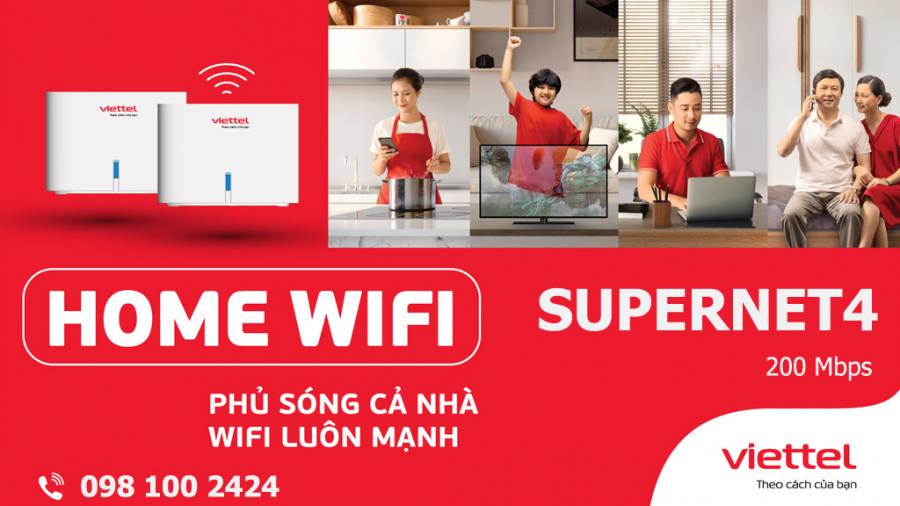 Gói Cước SuperNET4 Viettel - Tốc Độ 200 Mbps (Modem WiFi + 02 Home WiFi)
