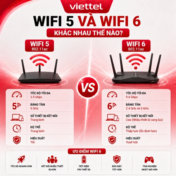 WiFi 5 Và WiFi 6 Khác Nhau Thế Nào? So Sánh Chi Tiết, Nên Chọn Loại Nào (2026)